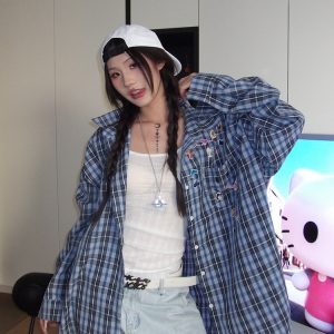 American Retro Cartoon Printed Long Sleeve Shirt for Men and Women - Casual Loose Fit Jacket Trend, Y2K Style