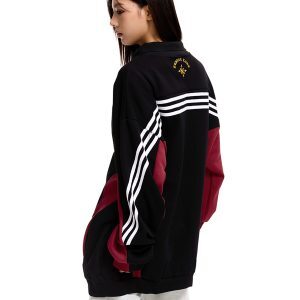 American Retro Color-Blocked Polo Collar Sweatshirt - Unisex Embroidered Sports Jersey Loose Fit Top
