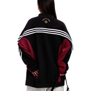 American Retro Color-Blocked Polo Collar Sweatshirt - Unisex Embroidered Sports Jersey Loose Fit Top