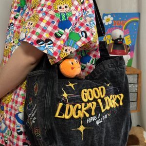 American Retro Denim Crossbody Bag - Large Capacity Commuter Tote for Students - Versatile Spring/Summer Style