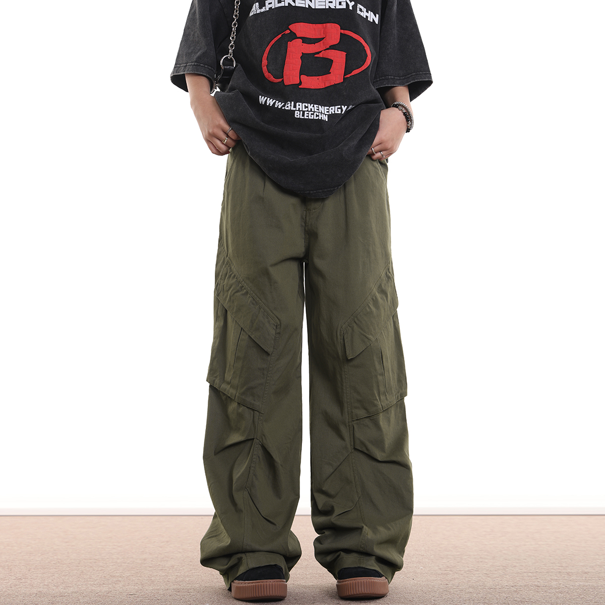 American Retro Design Loose Pleated Draped Work Pants for Men and Women, Casual Straight Trousers, Vintage Style