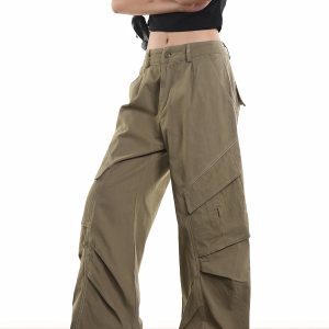 American Retro Design Loose Pleated Draped Work Pants for Men and Women, Casual Straight Trousers, Vintage Style
