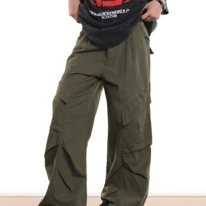 American Retro Design Loose Pleated Draped Work Pants for Men and Women, Casual Straight Trousers, Vintage Style