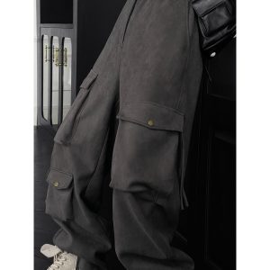 American Retro Dragon Dadao Pocket Design Work Pants - Heavy Street Style Loose Casual Long Pants for Autumn Winter Fashion