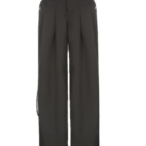 American Retro Lace-Up High-Waisted Casual Pants - Versatile Slim Straight Suit Pants for Dance & Everyday Wear