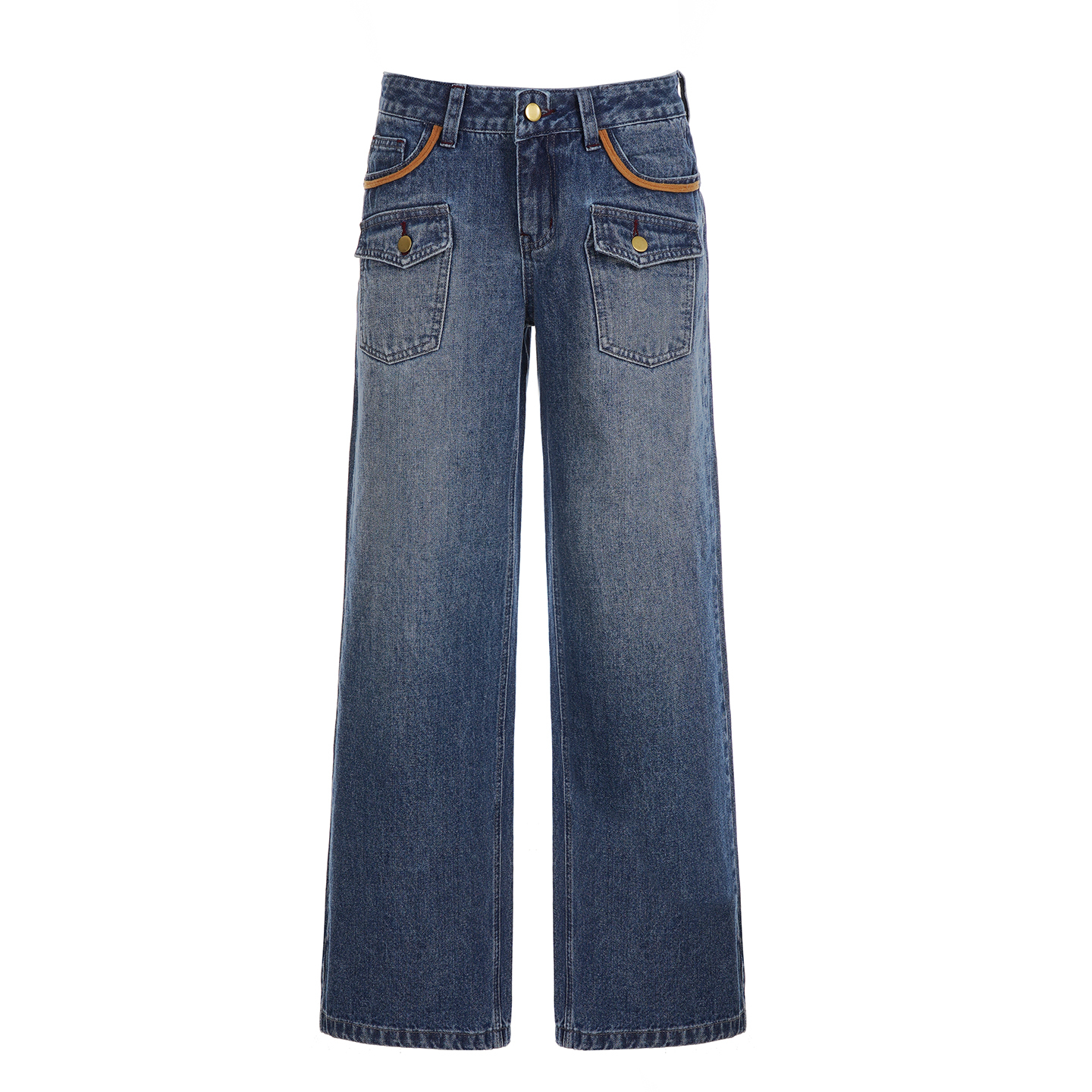 American Retro Low-Rise Distressed Straight-Leg Jeans with Pocket Design - Slimming Versatile Pants for Spicy Girl Style