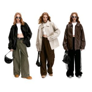 American Retro PU Leather Jacket for Men and Women, Loose Fit, Stylish Motorcycle Wear, High Street Trendy Fashion