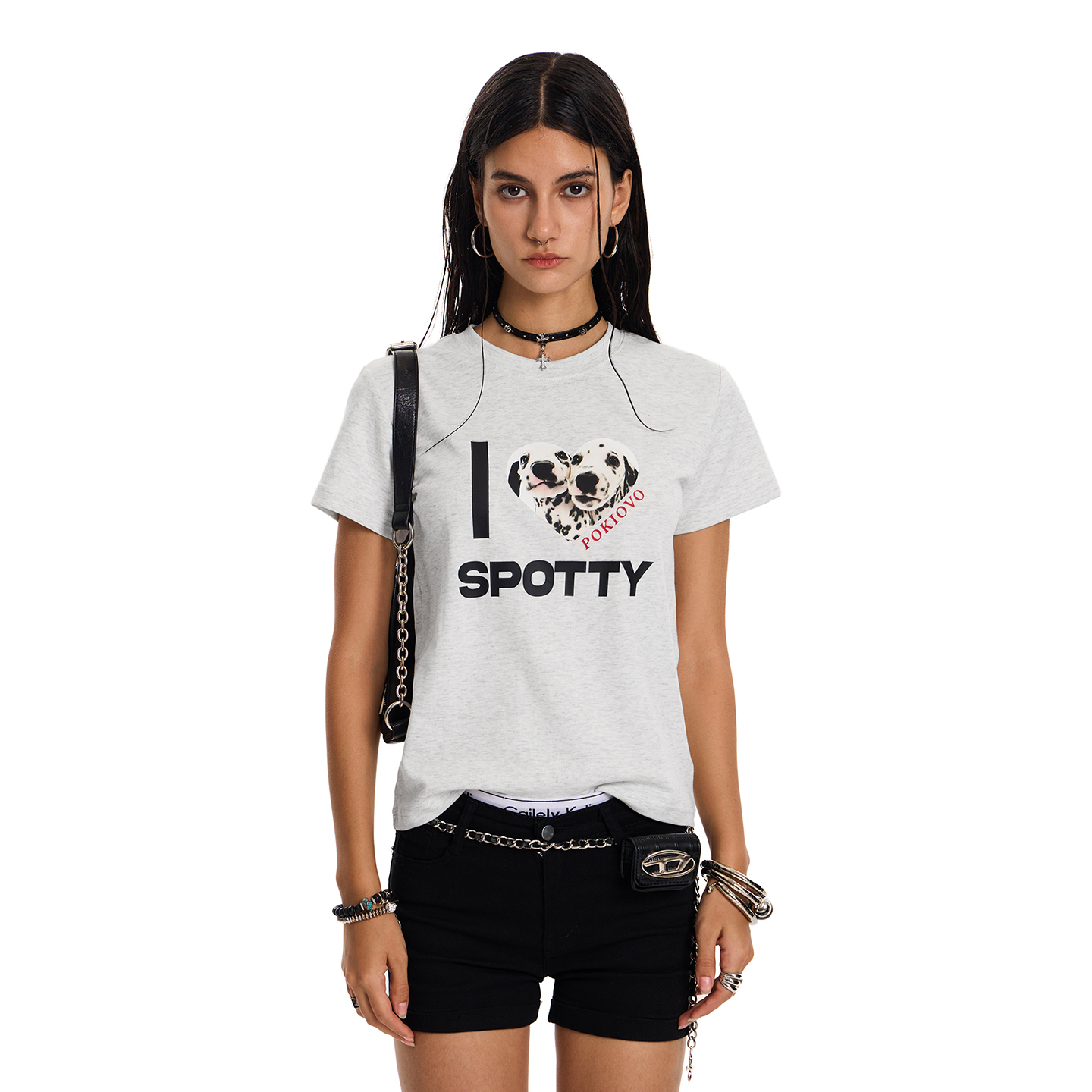 American Retro Small Dog Print Short Sleeve T-Shirt for Men and Women, Summer Loose Fit Slimming Top, Trendy Casual Style
