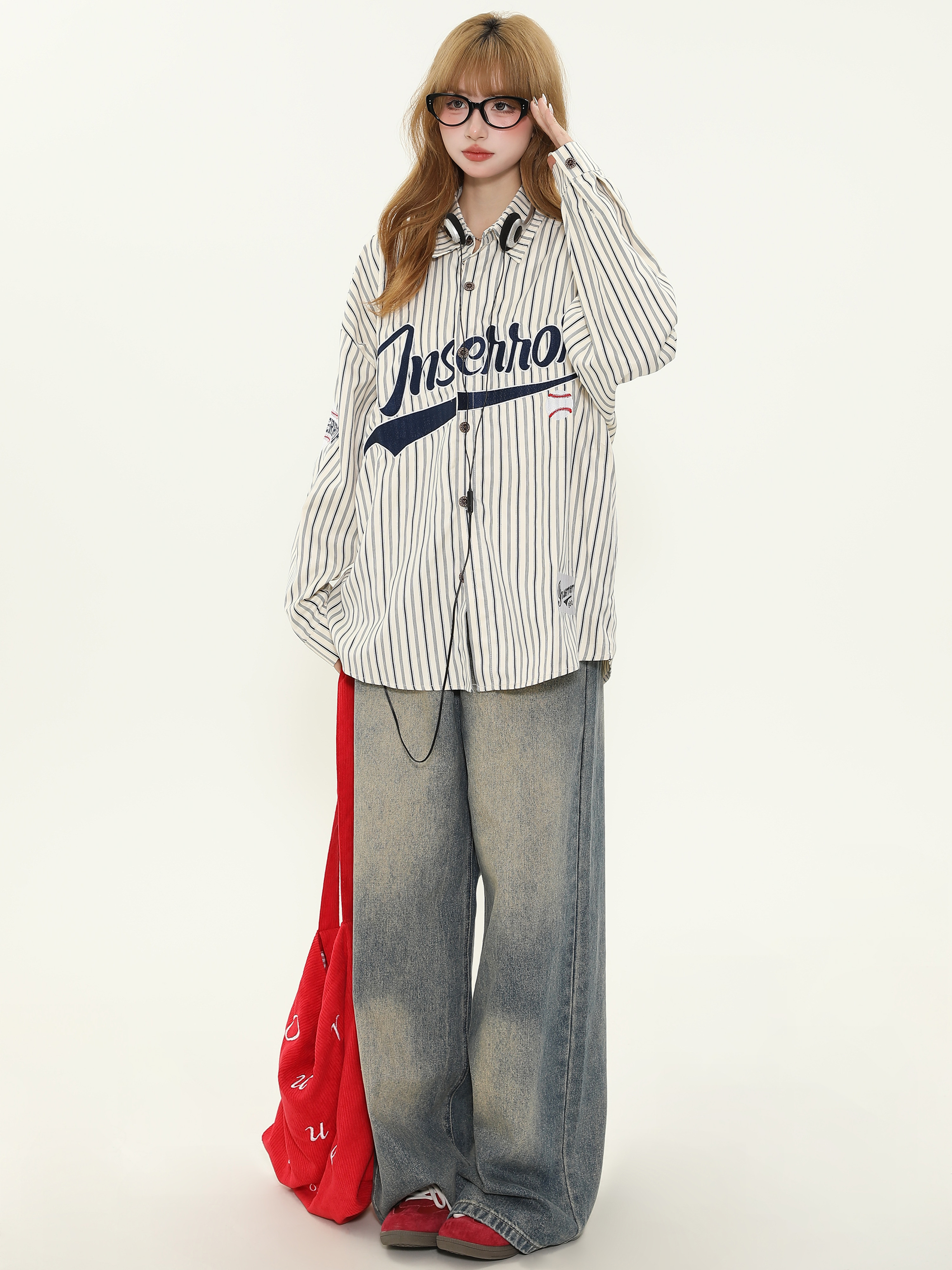American Retro Sports Style Letter Embroidery Long Sleeve Shirt for Men and Women, Loose Fit Couple Jacket, Y2K Fashion