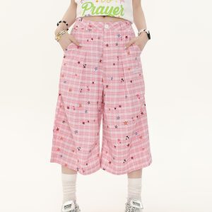American Retro Star Print Casual Wide-Leg Pants for Women - Trendy Summer Loose Slim Fit Fashion