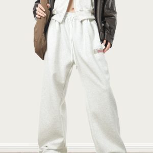 American Retro Streetwear Floor-Length Sweatpants for Men and Women - Loose Straight-Leg Sports Pants for Autumn and Winter