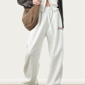 American Retro Streetwear Floor-Length Sweatpants for Men and Women - Loose Straight-Leg Sports Pants for Autumn and Winter