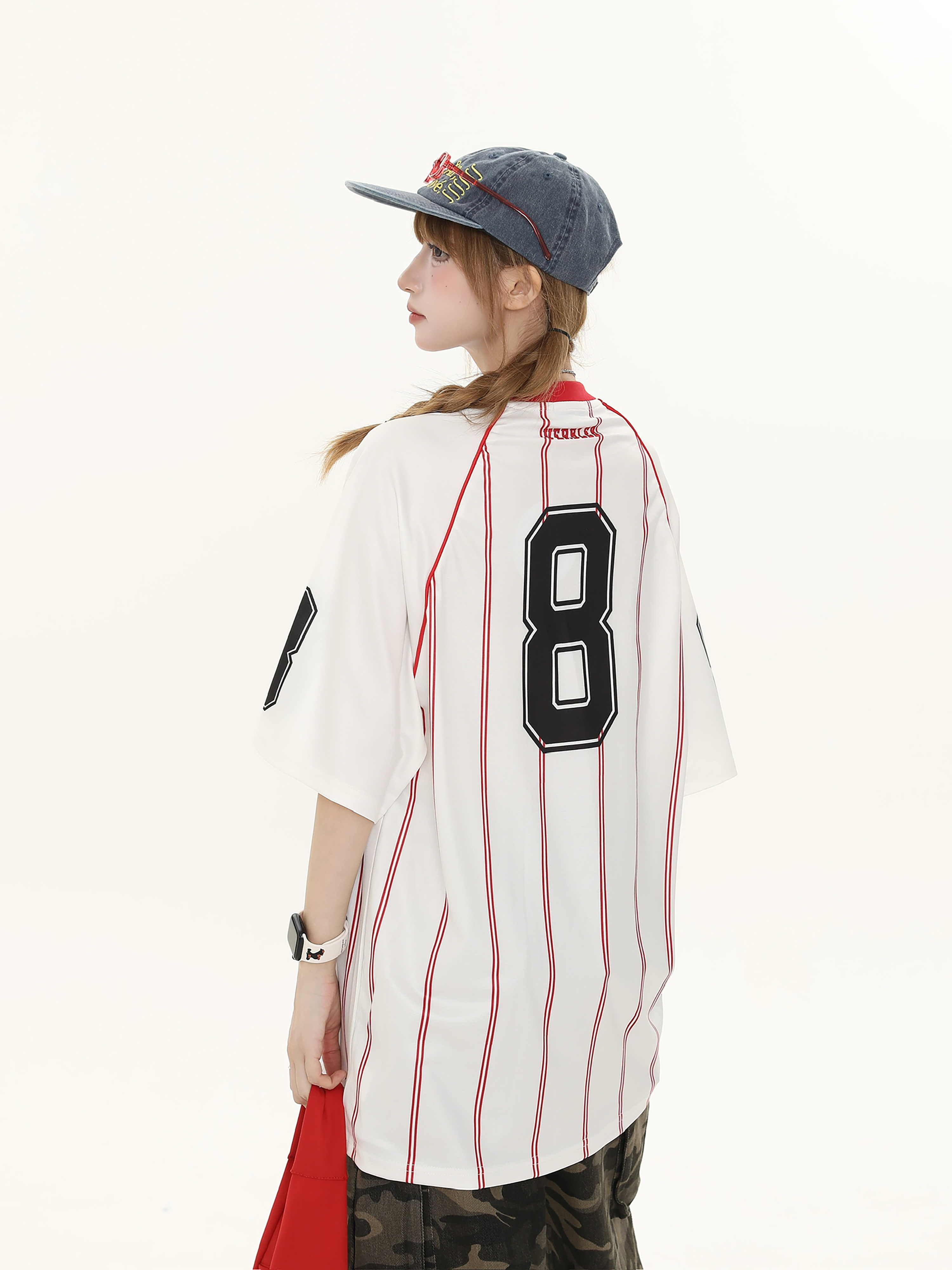American Retro Striped Raglan Short Sleeve T-Shirt for Women - Summer Loose Casual Top, Vintage Style