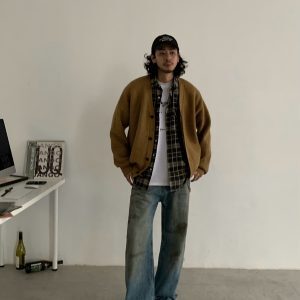 American Retro Washed Vintage Flared Jeans - Clean Fit Straight-Leg Long Pants for a Timeless Y2K Look