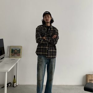 American Retro Washed Vintage Flared Jeans - Clean Fit Straight-Leg Long Pants for a Timeless Y2K Look