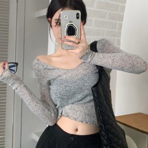 American Style Long Sleeve Spicy Girl Jazz Dance Top for Women, K-Pop Inspired Music Festival Cover-Up