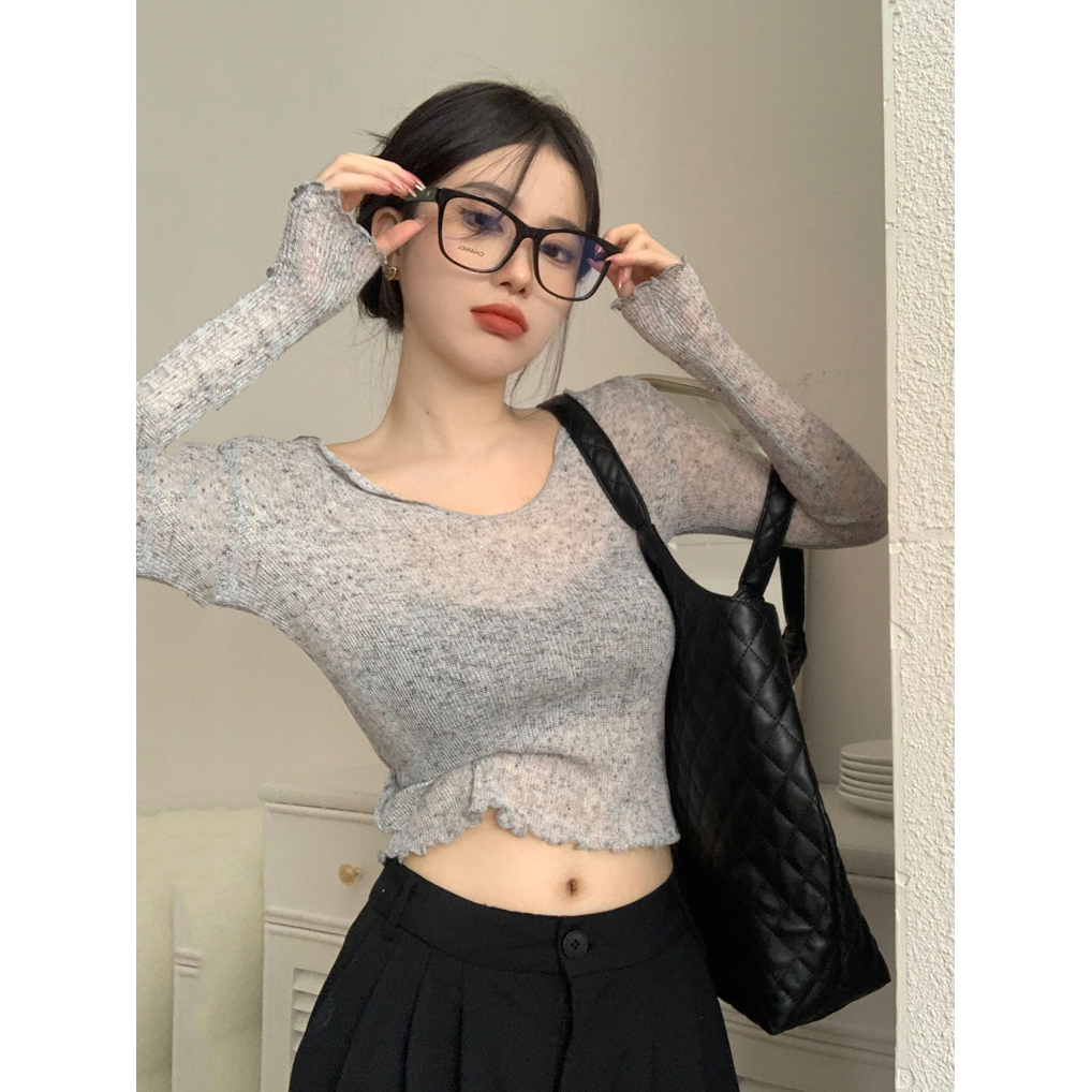 American Style Long Sleeve Spicy Girl Jazz Dance Top for Women, K-Pop Inspired Music Festival Cover-Up