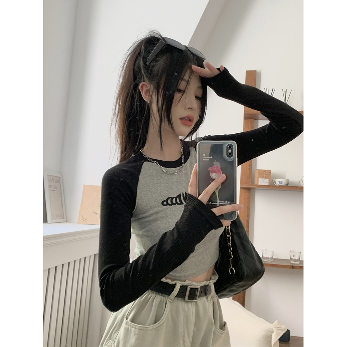 American-Style Short Jazz Dance Top for Women, K-Pop Performance Outfit, Slim-Fit Dance Shirt, 90s Inspired