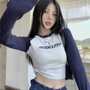 American-Style Short Jazz Dance Top for Women, K-Pop Performance Outfit, Slim-Fit Dance Shirt, 90s Inspired