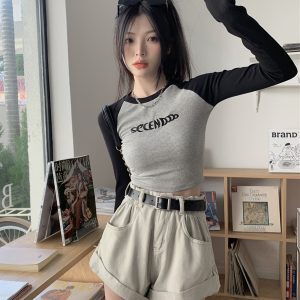 American-Style Short Jazz Dance Top for Women, K-Pop Performance Outfit, Slim-Fit Dance Shirt, 90s Inspired