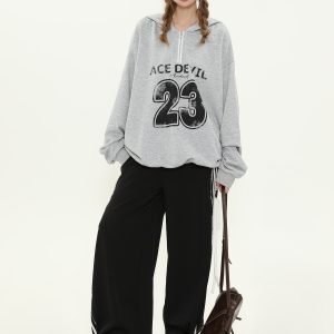 American-Style Spicy Girl Bow Tie Lace Striped Casual Wide-Leg Pants for Women - Loose Slim Fit, Trendy Y2K Fashion