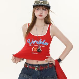 American-Style Spicy Girl Letter Print Camisole for Women - Summer Slim-Fit Versatile Top, Y2K Fashion Trend