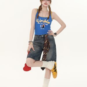 American-Style Spicy Girl Letter Print Camisole for Women - Summer Slim-Fit Versatile Top, Y2K Fashion Trend