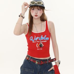American-Style Spicy Girl Letter Print Camisole for Women - Summer Slim-Fit Versatile Top, Y2K Fashion Trend