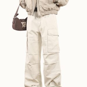 American-Style Straight Multi-Pocket Pleated Work Pants for Men and Women - Loose Fit Street Hip-Hop Dance Style