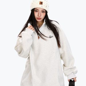 American Vintage Half-Zip Sweatshirt for Men and Women, Casual Loose Fit Sports Jacket, Versatile Streetwear Top