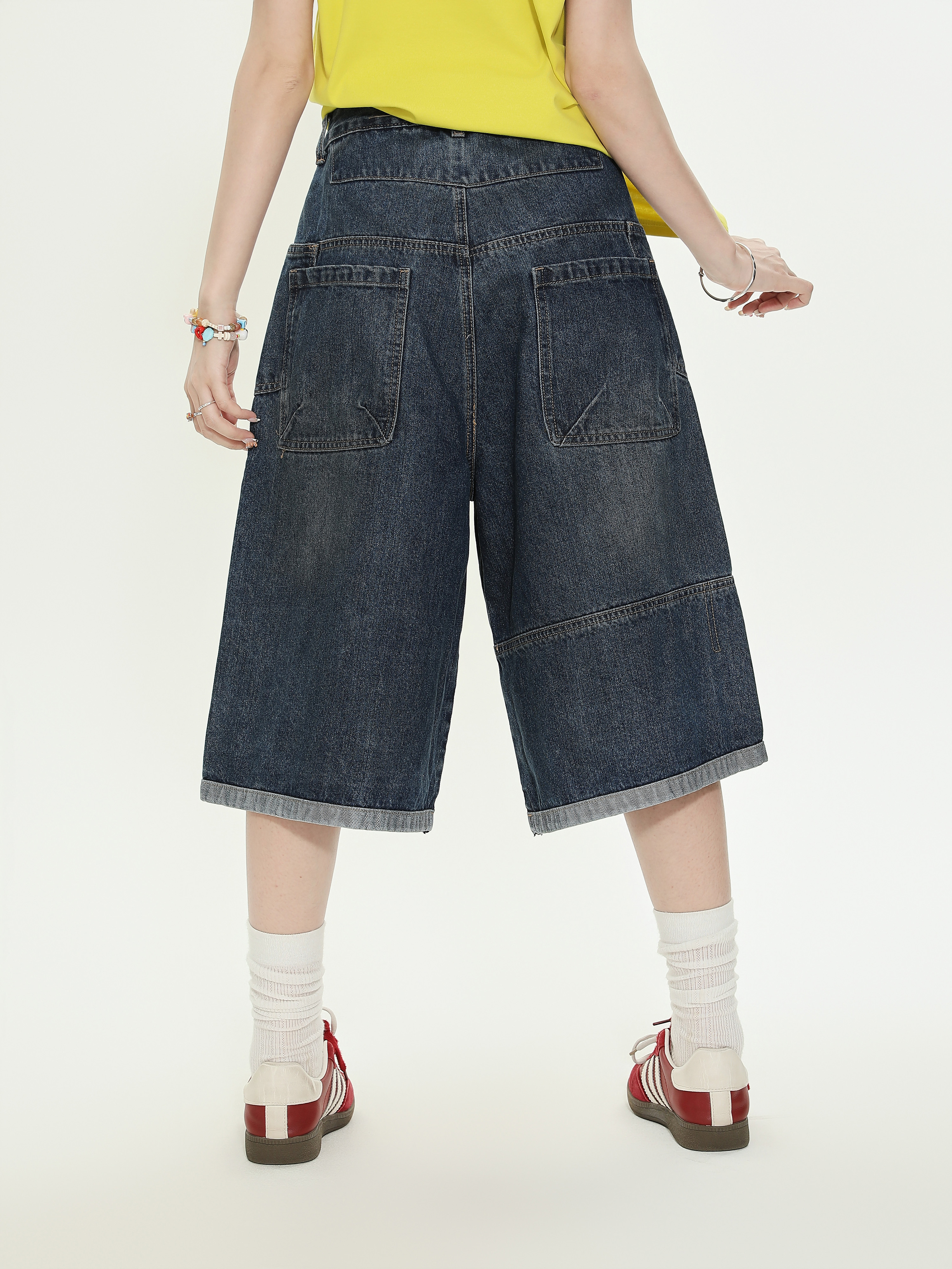 American Vintage Letter Embroidered Denim Shorts for Women - Loose Casual Capri Pants, Summer Versatile Style