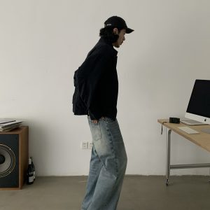 American Vintage Loose Wash Cotton Work Jacket - Unisex Trendy Casual Lapel Coat for 90s Inspired Style