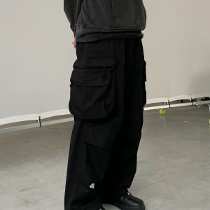 American Vintage Loose Work Pants for Men - Straight Leg Japanese Casual Cargo Pants in City Boy Style