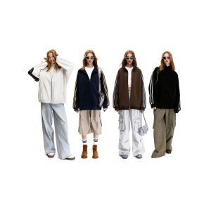American Vintage Striped Three-Stripe Cardigan Sweatshirt for Men and Women, Loose Fit, Casual Layering Jacket, Y2K Style