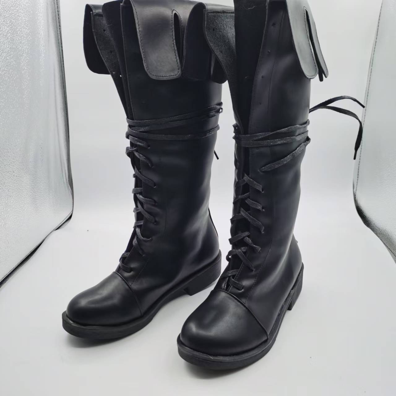 Attack on Titan Cosplay Boots for Eren, Levi, Mikasa - Deep Brown & Black Full Set - Perfect for Anime Conventions