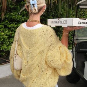 Autumn Casual Loose Fit Round Neck Semi-Transparent Long Sleeve Knitted Sweater Top for Women - Versatile Fall Fashion