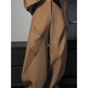 Autumn Dragon Dadao Wide-Leg Loose Casual Pants with Pleated Splicing and Diamond Detail - Trendy Niche Fashion