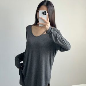 Autumn Long Sleeve Loose Fit Jazz Dance Cover-Up Top for Women, Sporty Fitness T-Shirt, Trendy Casual Style