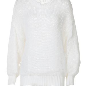 Autumn Loose Casual Long Sleeve Sweater - Round Neck Thin Semi-Transparent Trendy Top for Effortless Style