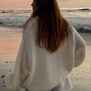 Autumn Loose Casual Long Sleeve Sweater - Round Neck Thin Semi-Transparent Trendy Top for Effortless Style