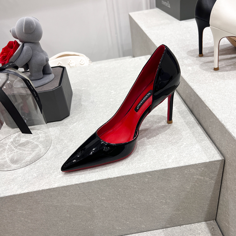 Autumn White Patent Leather Pointed Toe High-Heeled Shoes for Women - Non-Fatigue Side Air Quality Design, Perfect for Stylish Looks