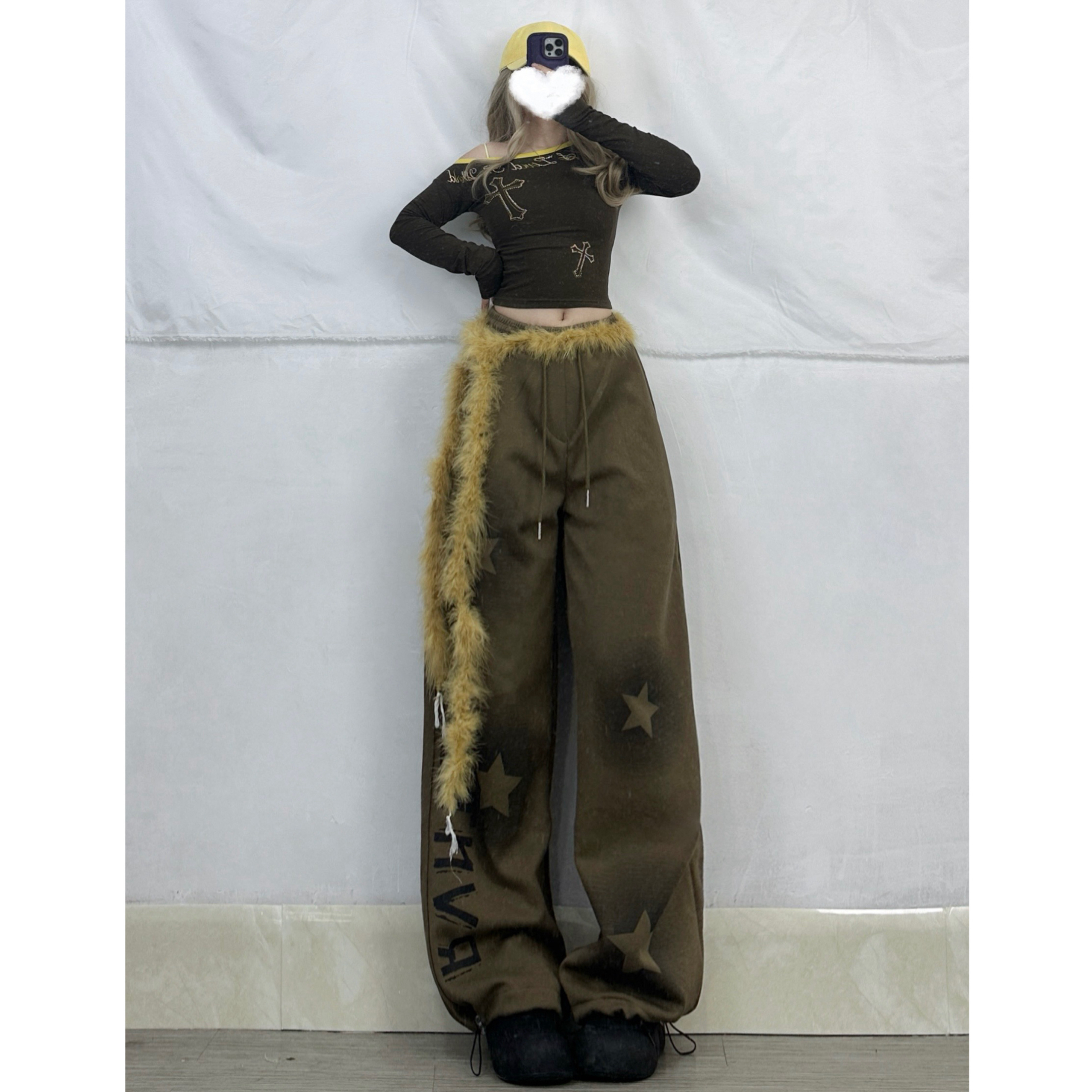 Autumn Winter Star Print Wide Leg Loose Dance Pants for Women - Jazz Style, Streetwear, Comfortable Sports Bottoms