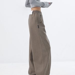 Autumn Winter Thickened Curved Knife Banana Sports Pants for Women - Loose Wide-Leg Sweatpants in Casual Style