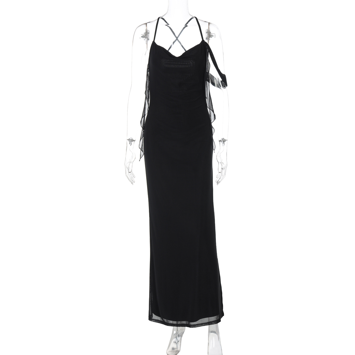 Backless Double-Layer Mesh Camisole Dress for Women - Flowing Slim Summer Dress in French Style