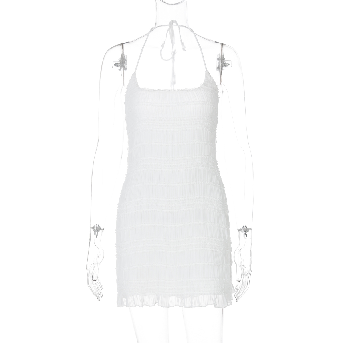 Backless Fitted Chiffon Dress with Tie Neck and Lining - Short Skirt for Women, Perfect for Y2K and 90s Inspired Looks