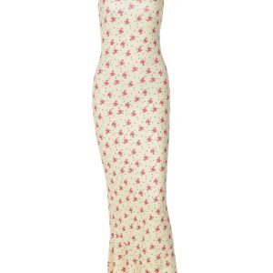 Backless Floral Spaghetti Strap Mermaid Dress - U-Neck, High-Waisted, Slim-Fit for Women - Spring/Summer European & American Style