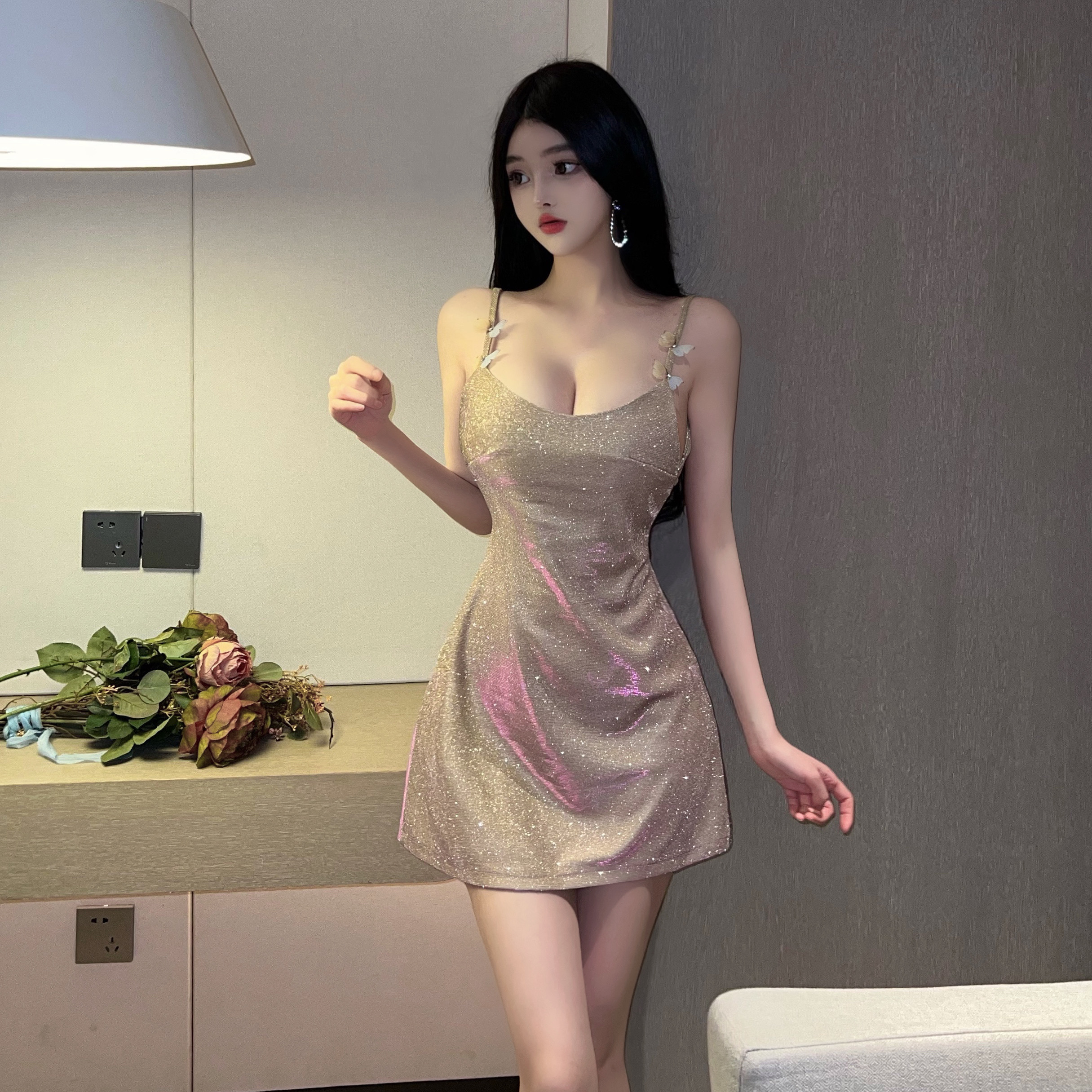 Backless Strap Dress for Women - Summer Nightclub Style, Petite Fit, Waist-Tight, Sleeveless, Sexy Design