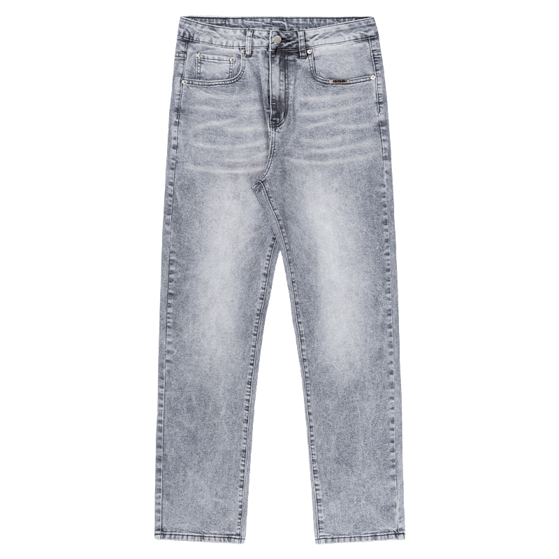 Basic Yellow Mud Dyed Denim Pants for Women - Vintage High Street Style with Slight Stretch, American Casual Fashion