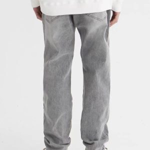 Basic Yellow Mud Dyed Denim Pants for Women - Vintage High Street Style with Slight Stretch, American Casual Fashion