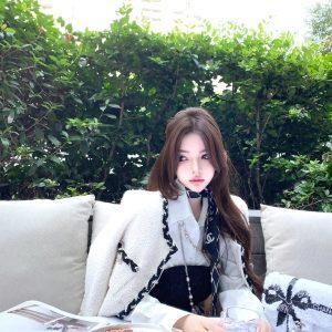 Black and White Coarse Tweed Luxury Coat with Silver Thread - Autumn Winter Chanel Style for Young Women